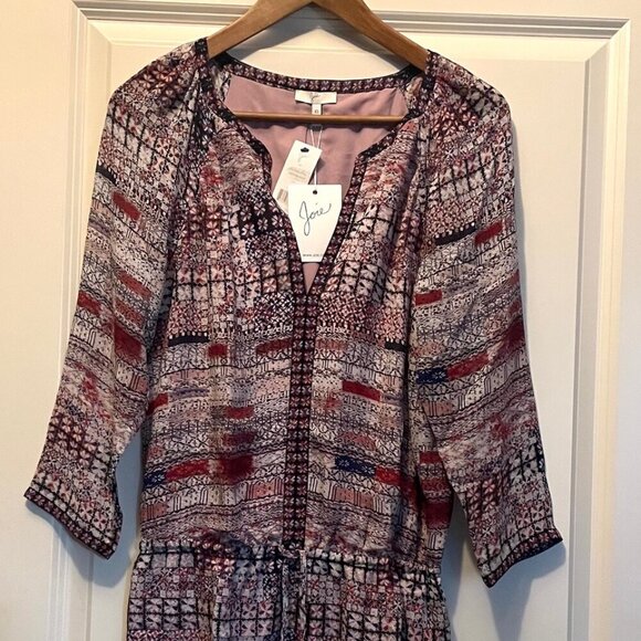 Joie Silk Mini Dress XS Pink V-Neck Georgette Blouson Relaxed Short Lightweight - Picture 5 of 10